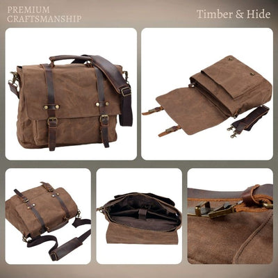 Чанта за съобщения от канвас и кожа | ASHTON