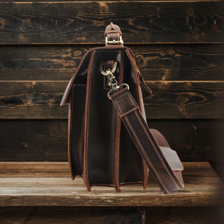 Кафява кожена чанта през рамо | COLMAR