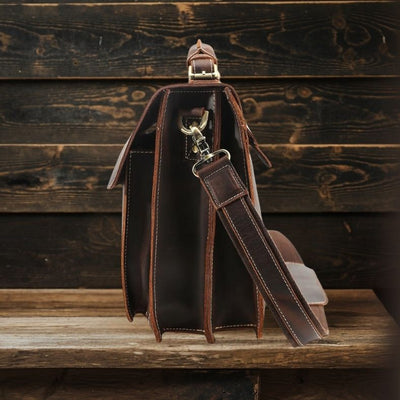 Кафява кожена чанта през рамо | COLMAR