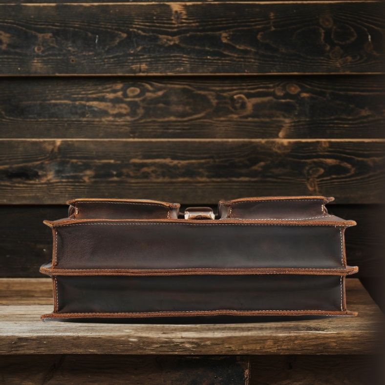 Кафява кожена чанта през рамо | COLMAR