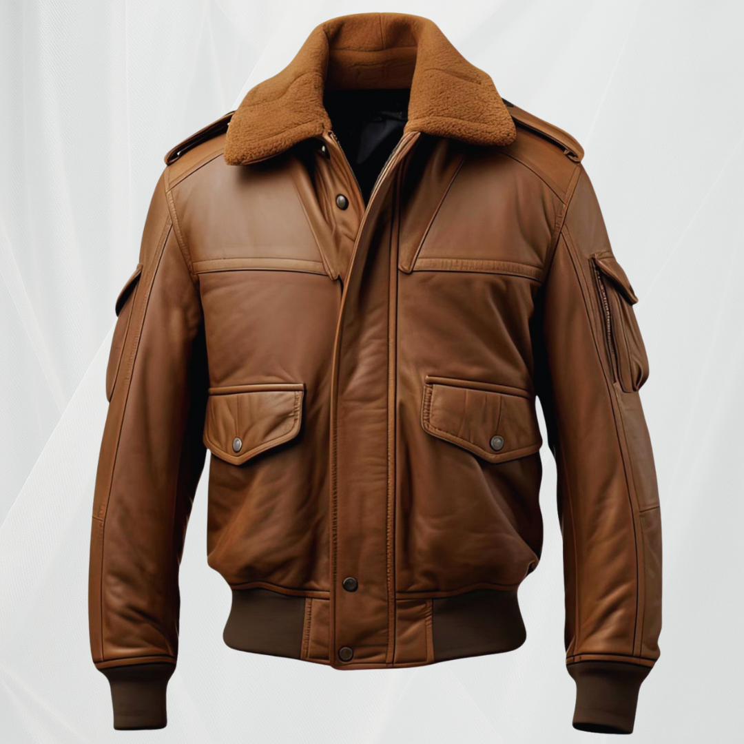Луксозно авиаторско яке от овча кожа