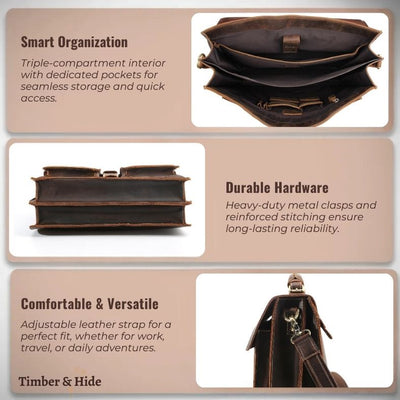 Кафява кожена чанта през рамо | COLMAR