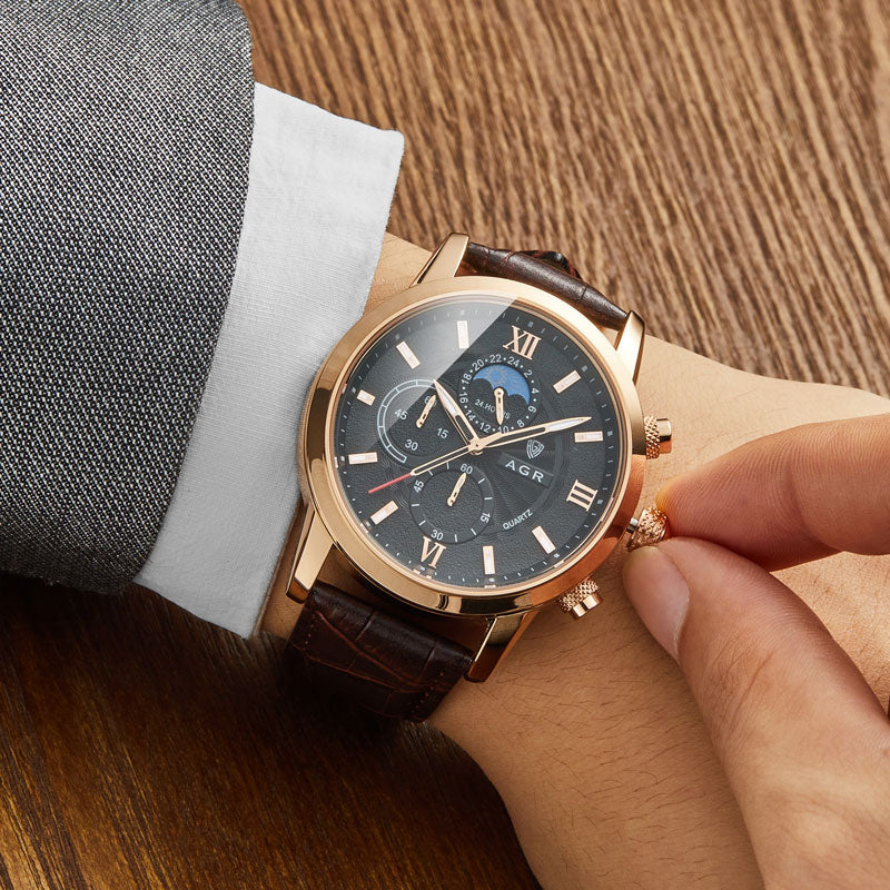 Урбан | Луксозен кожен кварцов часовник