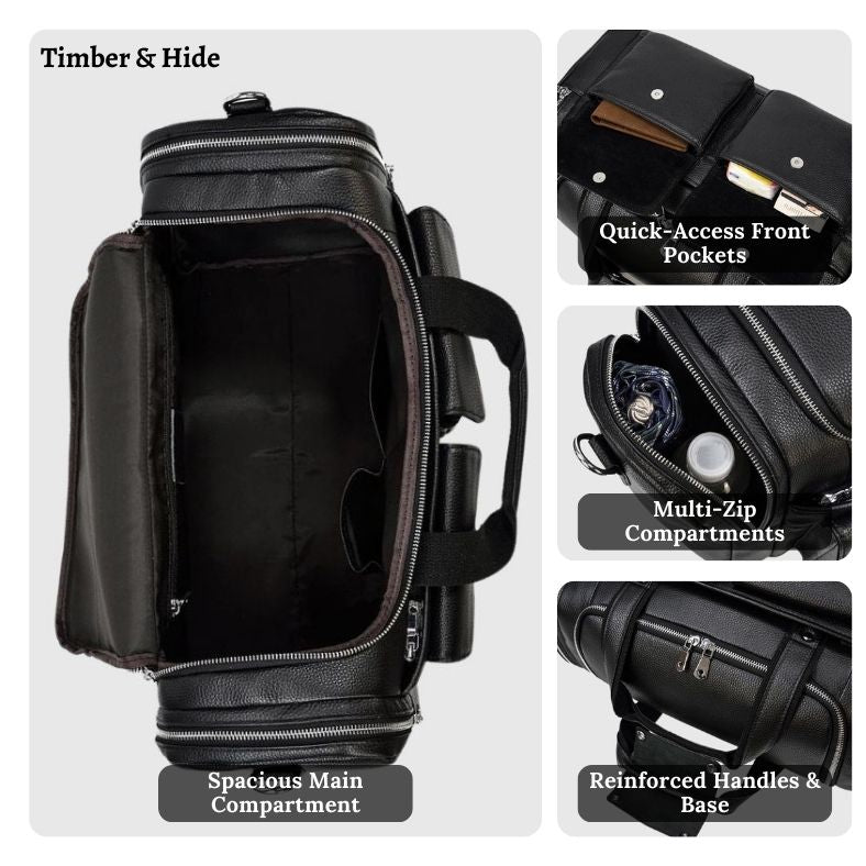 Черен кожен спортен сак | CHARLEROI