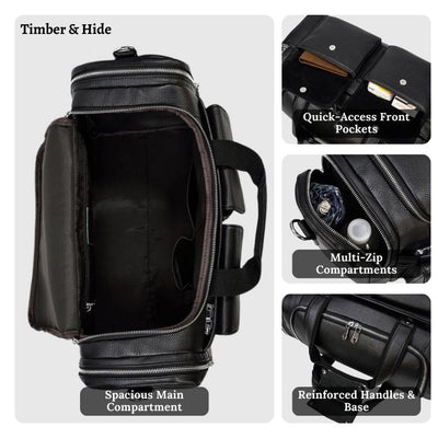 Черен кожен спортен сак | CHARLEROI