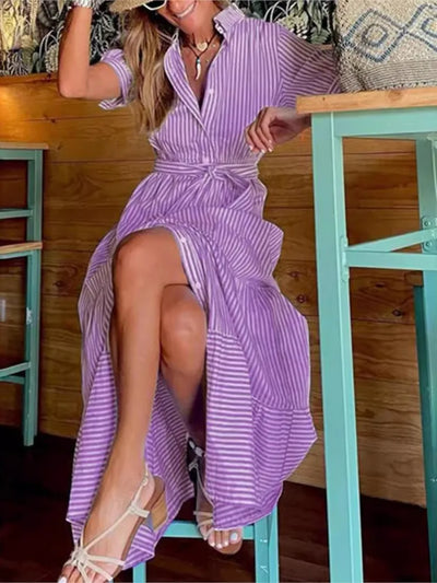 Джанис | Стилна райе макси рокля